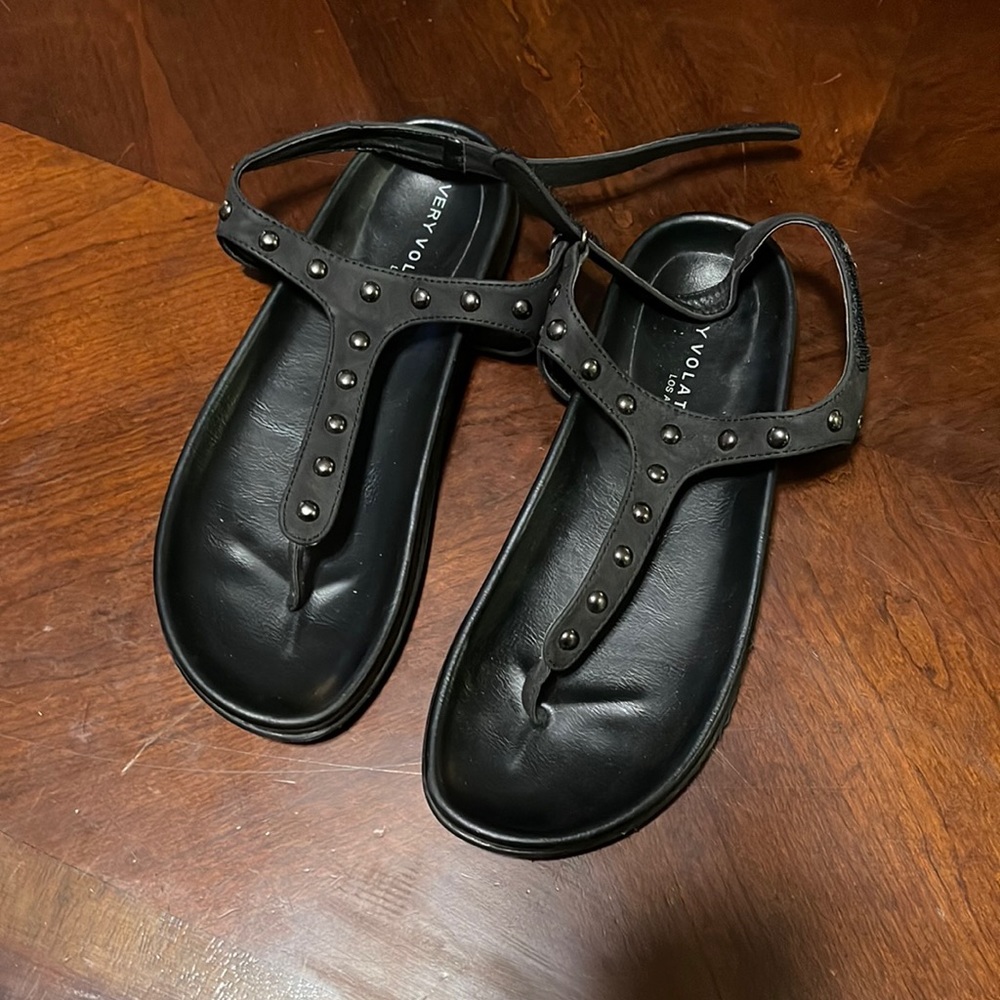 Womens black studded Sandals